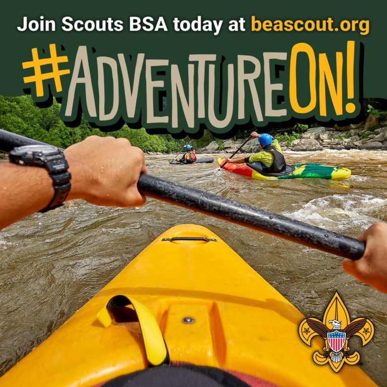 Scouts BSA kayaking shareable graphic