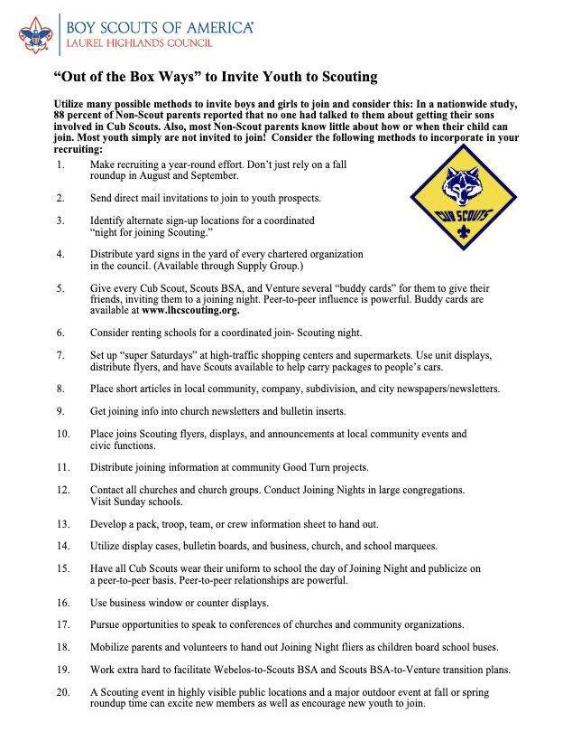 44 Ideas to Recruit Scouts cover